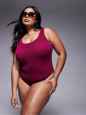 Moda Minx Curve scrunch swimsuit in berry  size 22